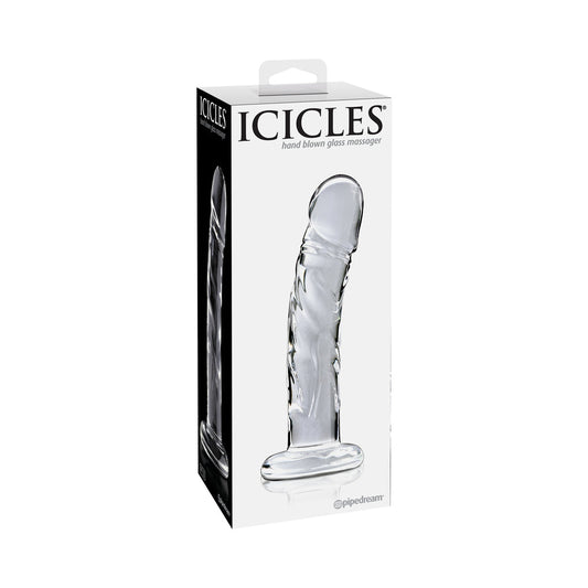 PIPEDREAM - ICICLES NO. 62 CURVED REALISTIC 6.5 IN. GLASS DILDO CLEAR