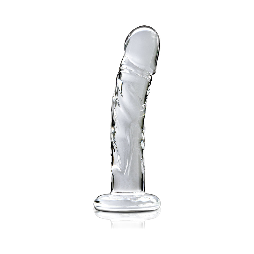 ICICLES NO. 62 CURVED REALISTIC 6.5 IN. GLASS DILDO CLEAR