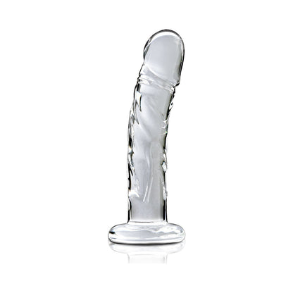 ICICLES NO. 62 CURVED REALISTIC 6.5 IN. GLASS DILDO CLEAR