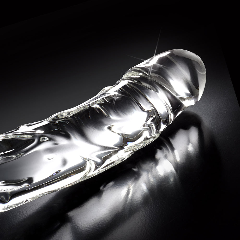 PIPEDREAM - ICICLES NO. 62 CURVED REALISTIC 6.5 IN. GLASS DILDO CLEAR