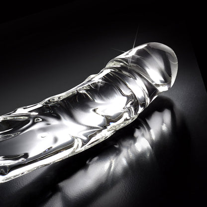 ICICLES NO. 62 CURVED REALISTIC 6.5 IN. GLASS DILDO CLEAR