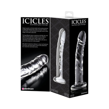 PIPEDREAM - ICICLES NO. 62 CURVED REALISTIC 6.5 IN. GLASS DILDO CLEAR