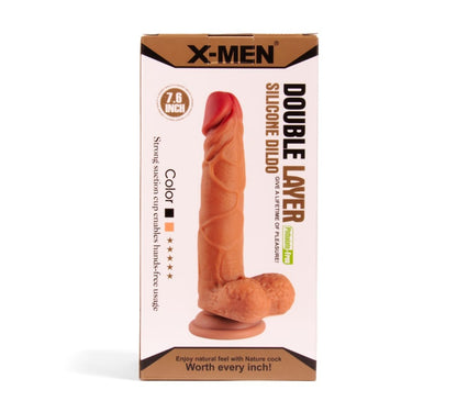 X-MEN - XMEN 7.6 INCH DOUBLE LAYER SILICON DILDO BROWN_B0O50_1