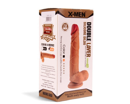 X-MEN - XMEN 7.6 INCH DOUBLE LAYER SILICON DILDO BROWN_B0O50_1