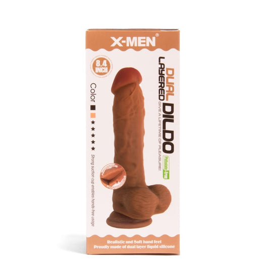 X-MEN - X-MEN 8.4 INCH DUAL LAYERED DILDO BROWN_B0O50_1