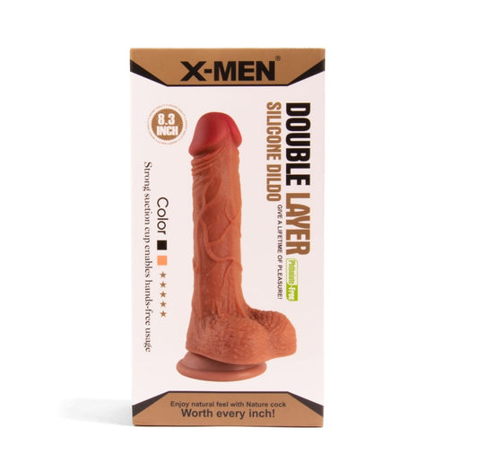 X-MEN - X-MEN 8.3 INCH DOUBLE LAYER SILICONE DILDO BROWN_B0O50_1