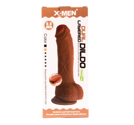 X-MEN - X-MEN 8.8 INCH DUAL LAYERED DILDO BROWN_B0O50_1
