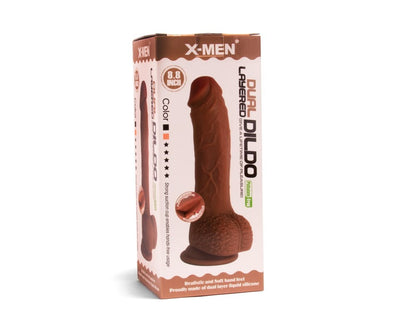 X-MEN - X-MEN 8.8 INCH DUAL LAYERED DILDO BROWN_B0O50_1