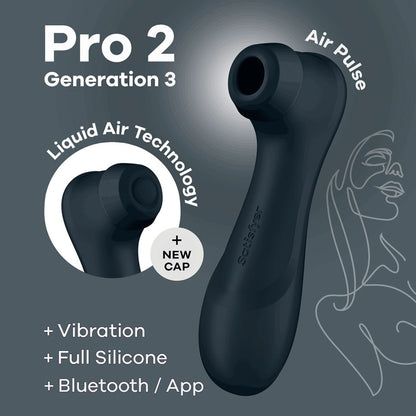 SATISFYER - PRO 2 GENERATION 3 WITH LIQUID AIR BLACK BLUETOOTH/APP