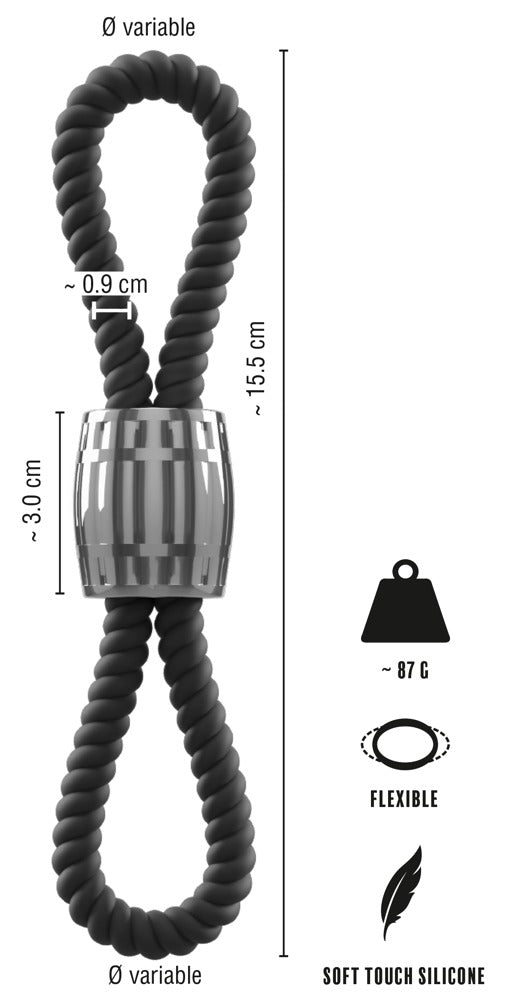 REBEL - HEAVY ROPE COCK STRAP WITH TWO LOOPS