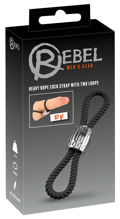 REBEL - HEAVY ROPE COCK STRAP WITH TWO LOOPS