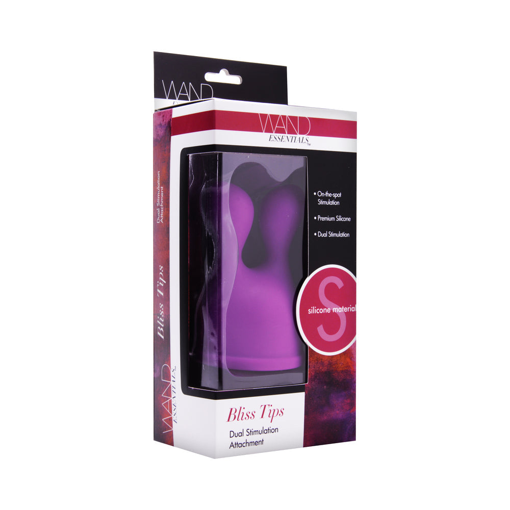 WAND ESSENTIALS BLISS TIPS DUAL STIMULATION SILICONE ATTACHMENT PURPLE
