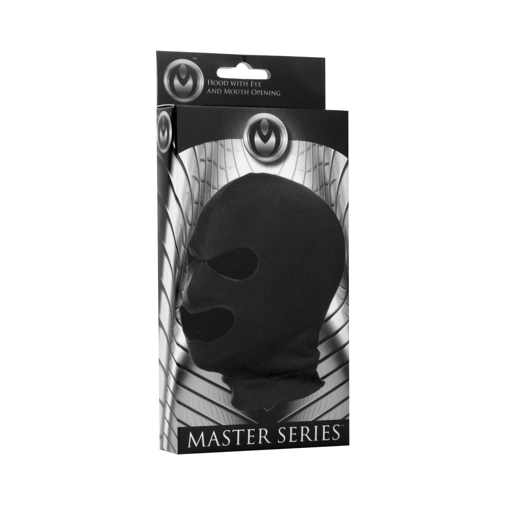 MASTER SERIES FACADE SPANDEX HOOD WITH EYE AND MOUTH HOLES BLACK