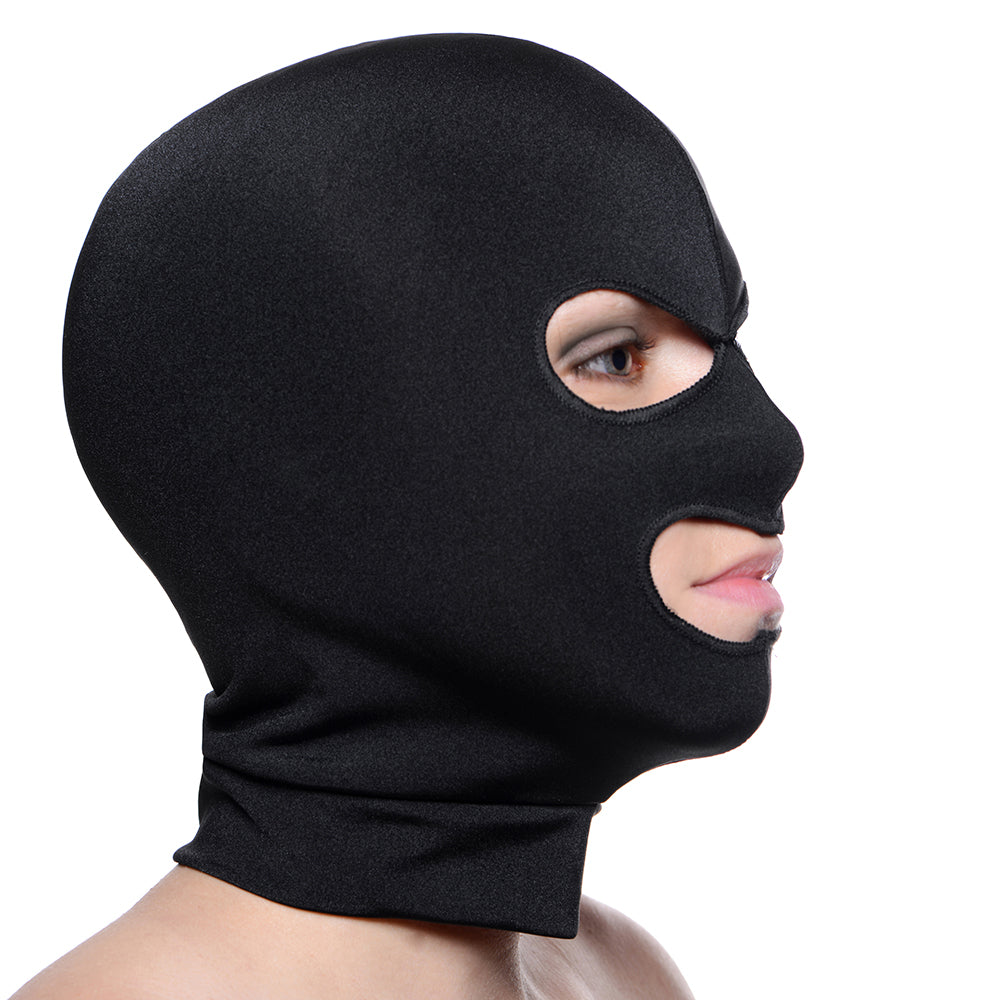 MASTER SERIES FACADE SPANDEX HOOD WITH EYE AND MOUTH HOLES BLACK