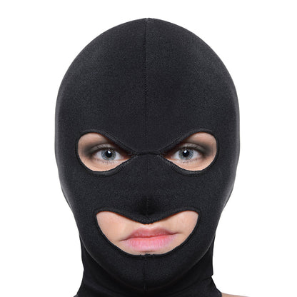 XR BRANDS - MASTER SERIES FACADE SPANDEX HOOD WITH EYE AND MOUTH HOLES BLACK