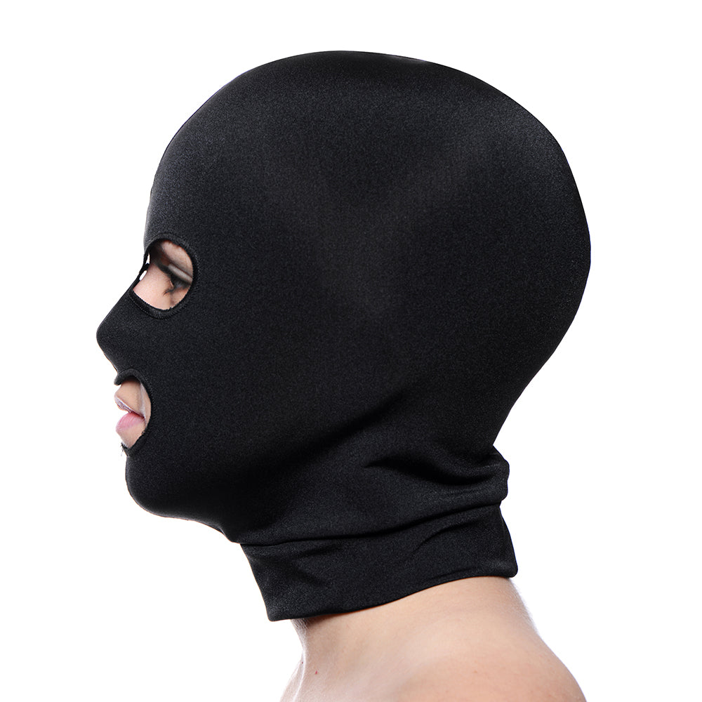 MASTER SERIES FACADE SPANDEX HOOD WITH EYE AND MOUTH HOLES BLACK