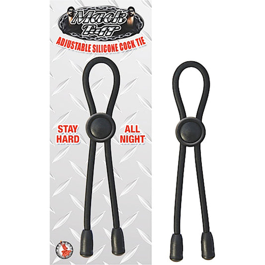 NASSTOYS - MACK TUFF ADJUSTABLE SILICONE COCK TIE (BLACK)  LASSO/BOLO