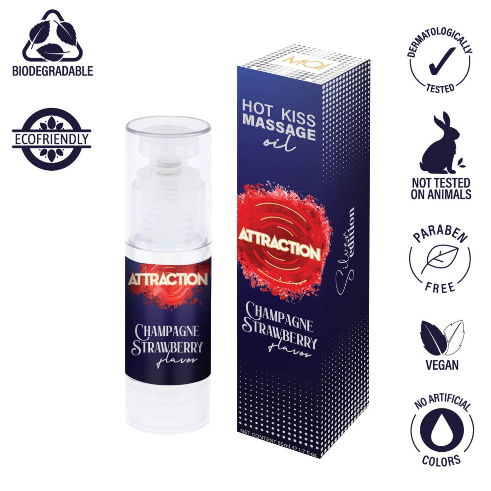 OUTLET - MASSAGE OIL  ATTRACTION CHAMPAGNE STRAWBERRY 50 ML