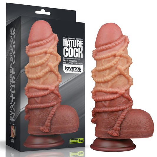 LOVETOY - 9.5'' DUAL LAYERED PLATINUM SILICONE COCK WITH ROPE_B15O50_3