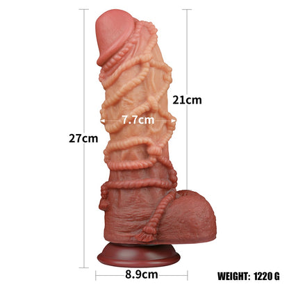 LOVETOY - 10.5'' DUAL LAYERED PLATINUM SILICONE COCK WITH ROPE