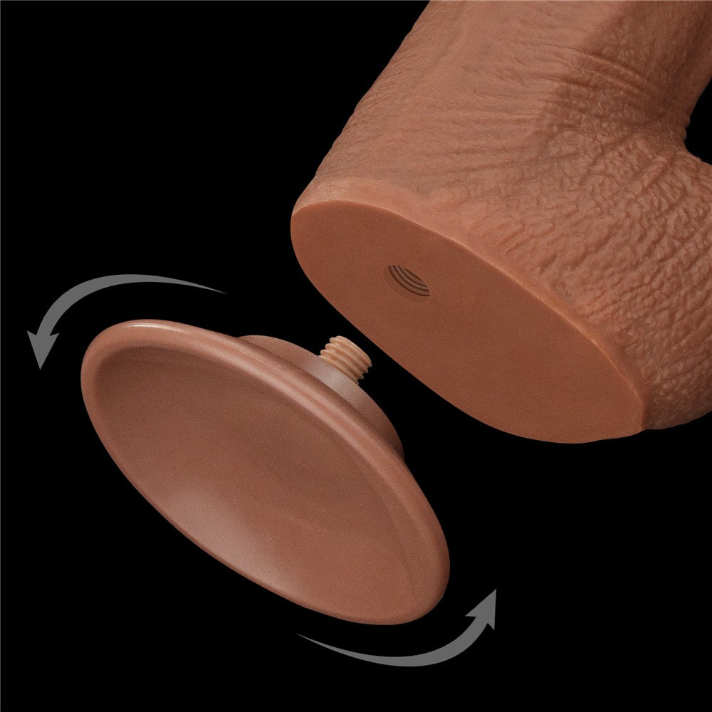 LOVETOY - 13.5'' KING SIZED SLIDING SKIN DUAL LAYER DONG BROWN