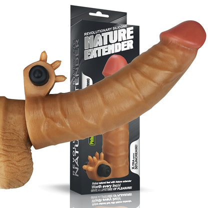 LOVETOY - ADD 1.5" VIBRATING SILICONE EXTENDER BROWN_B15O50_1