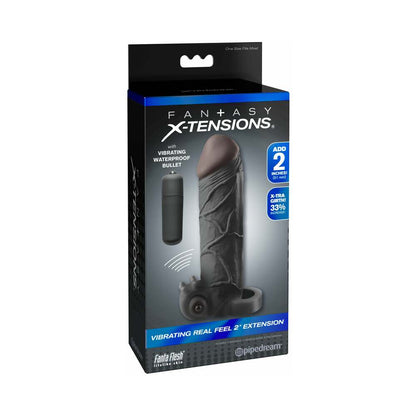FANTASY X-TENSIONS VIBRATING REAL FEEL 2 IN. EXTENSION WITH BALL STRAP BLACK