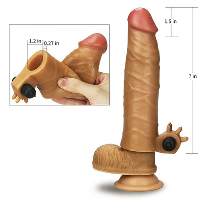 LOVETOY - ADD 1.5" VIBRATING SILICONE EXTENDER BROWN_B15O50_1