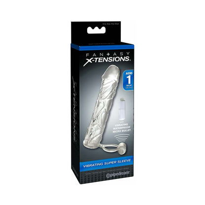 PIPEDREAM - FANTASY X-TENSIONS VIBRATING SUPER SLEEVE 1 IN. EXTENSION WITH BALL STRAP CLEAR