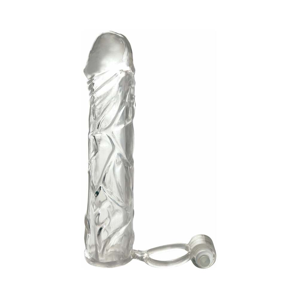 PIPEDREAM - FANTASY X-TENSIONS VIBRATING SUPER SLEEVE 1 IN. EXTENSION WITH BALL STRAP CLEAR