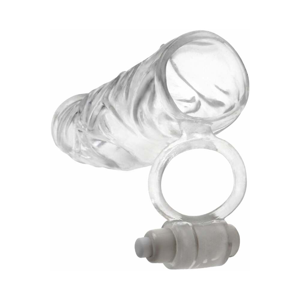 PIPEDREAM - FANTASY X-TENSIONS VIBRATING SUPER SLEEVE 1 IN. EXTENSION WITH BALL STRAP CLEAR