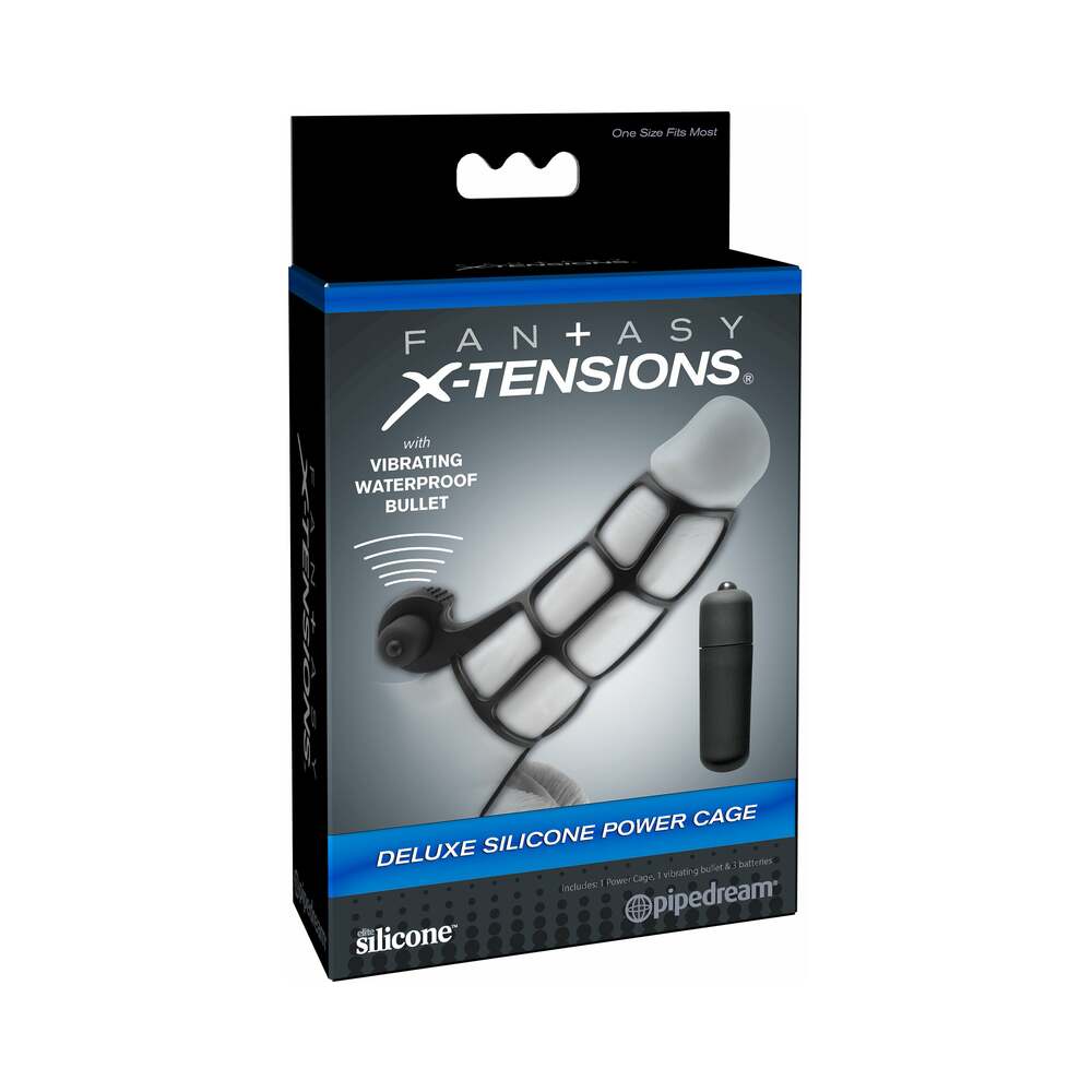 PIPEDREAM - FANTASY X-TENSIONS VIBRATING DELUXE SILICONE POWER CAGE BLACK