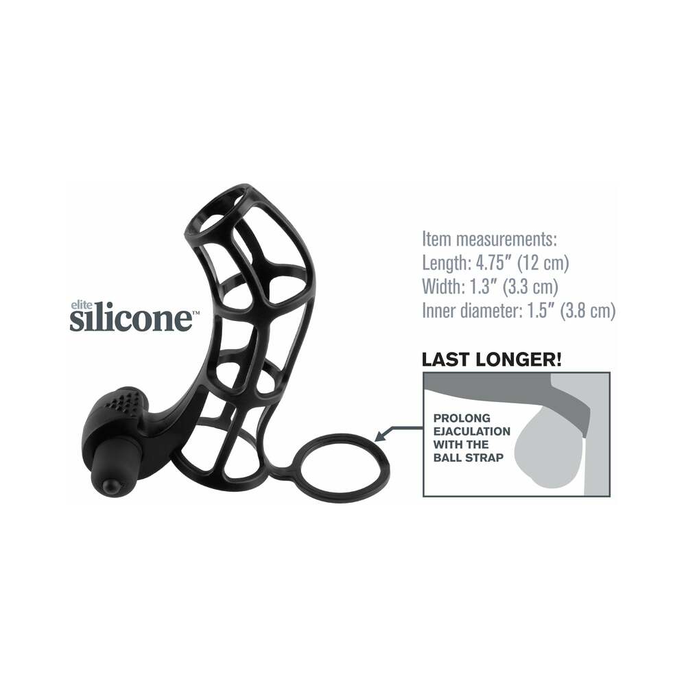 PIPEDREAM - FANTASY X-TENSIONS VIBRATING DELUXE SILICONE POWER CAGE BLACK
