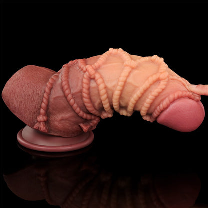 LOVETOY - 9.5'' DUAL LAYERED PLATINUM SILICONE COCK WITH ROPE_B15O50_3