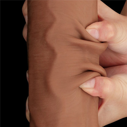 LOVETOY - 14'' KING SIZED SLIDING SKIN DUAL LAYER DONG BROWN