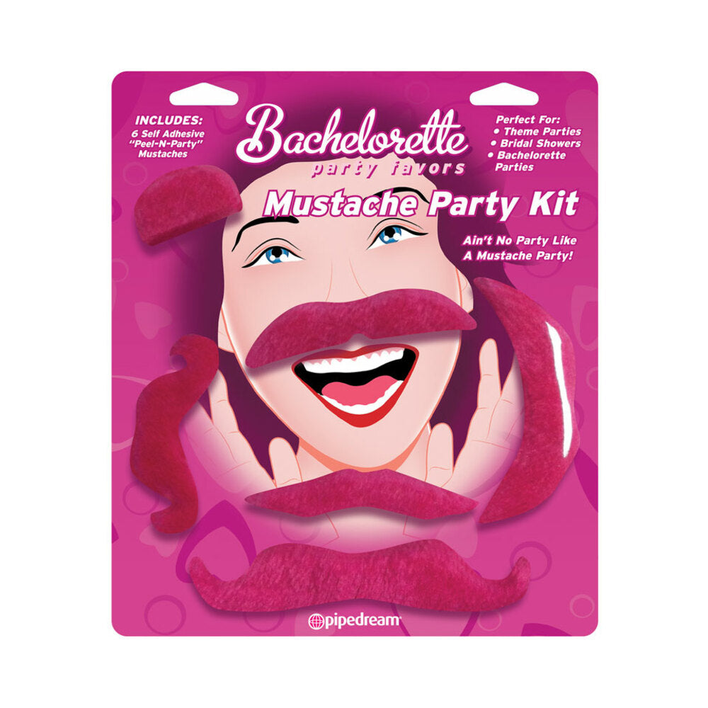 BACHELORETTE PARTY FAVORS 6-PIECE MUSTACHE PARTY KIT PINK