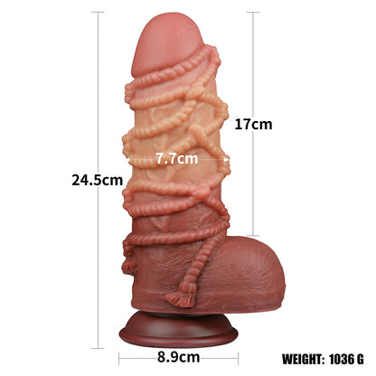 LOVETOY - 9.5'' DUAL LAYERED PLATINUM SILICONE COCK WITH ROPE_B15O50_3