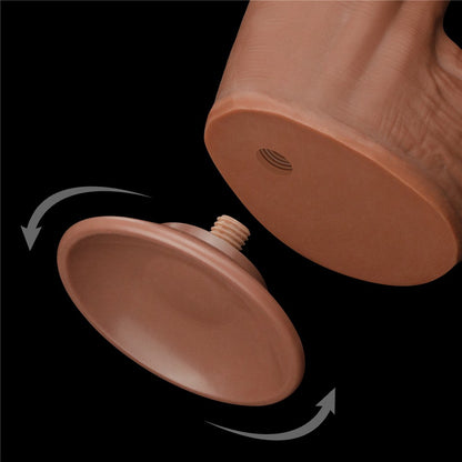 LOVETOY - 12'' KING SIZED SLIDING SKIN DUAL LAYER DONG BROWN
