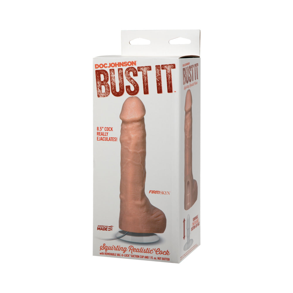 DOC JOHNSON - BUST IT SQUIRTING PENE REALISTA CON MANTEQUILLA DE NUECES DE 1 OZ