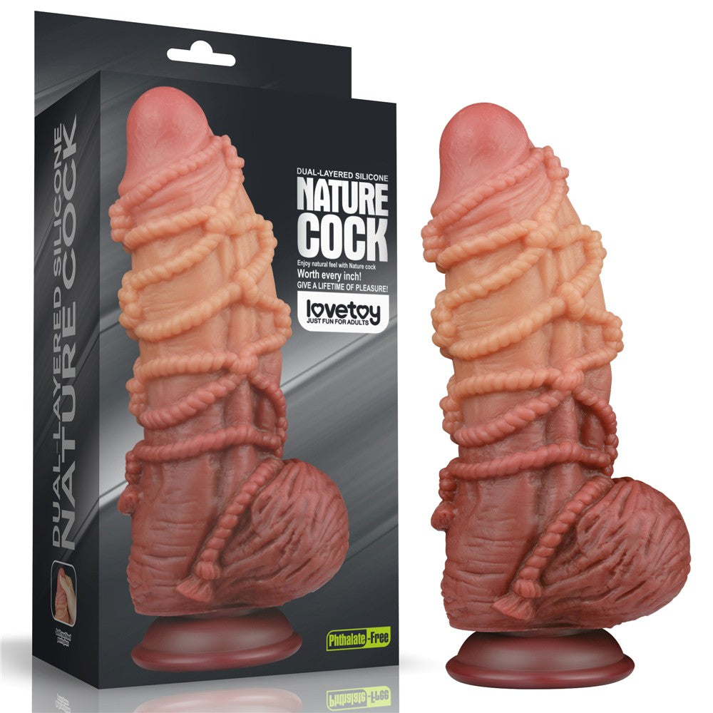 LOVETOY - 9.5'' DUAL LAYERED PLATINUM SILICONE COCK WITH ROPE_B15O50_3