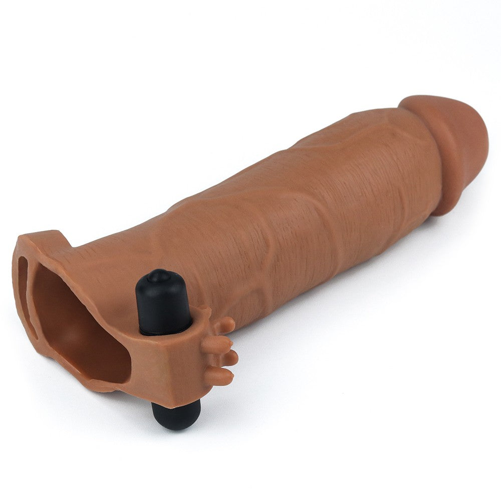 LOVETOY - PLEASURE X-TENDER VIBRATING PENIS SLEEVE #6 BROWN