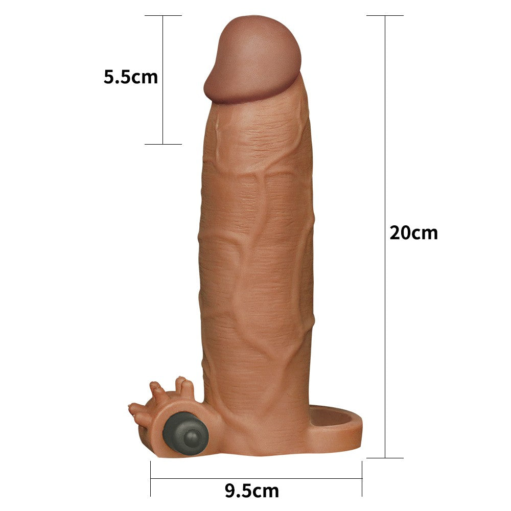 LOVETOY - PLEASURE X-TENDER VIBRATING PENIS SLEEVE #6 BROWN