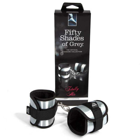 FIFTY SHADES OF GREY - TOTALLY HIS SOFT VELCRO HANDCUFFS SILVER