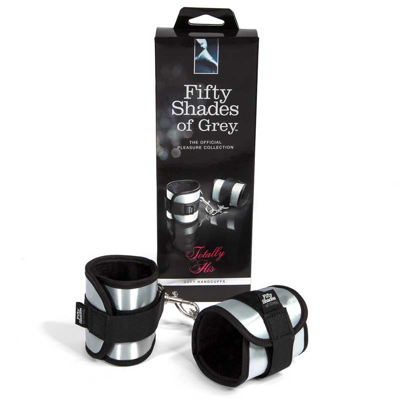 FIFTY SHADES OF GREY TOTALLY HIS SOFT VELCRO HANDCUFFS SILVER