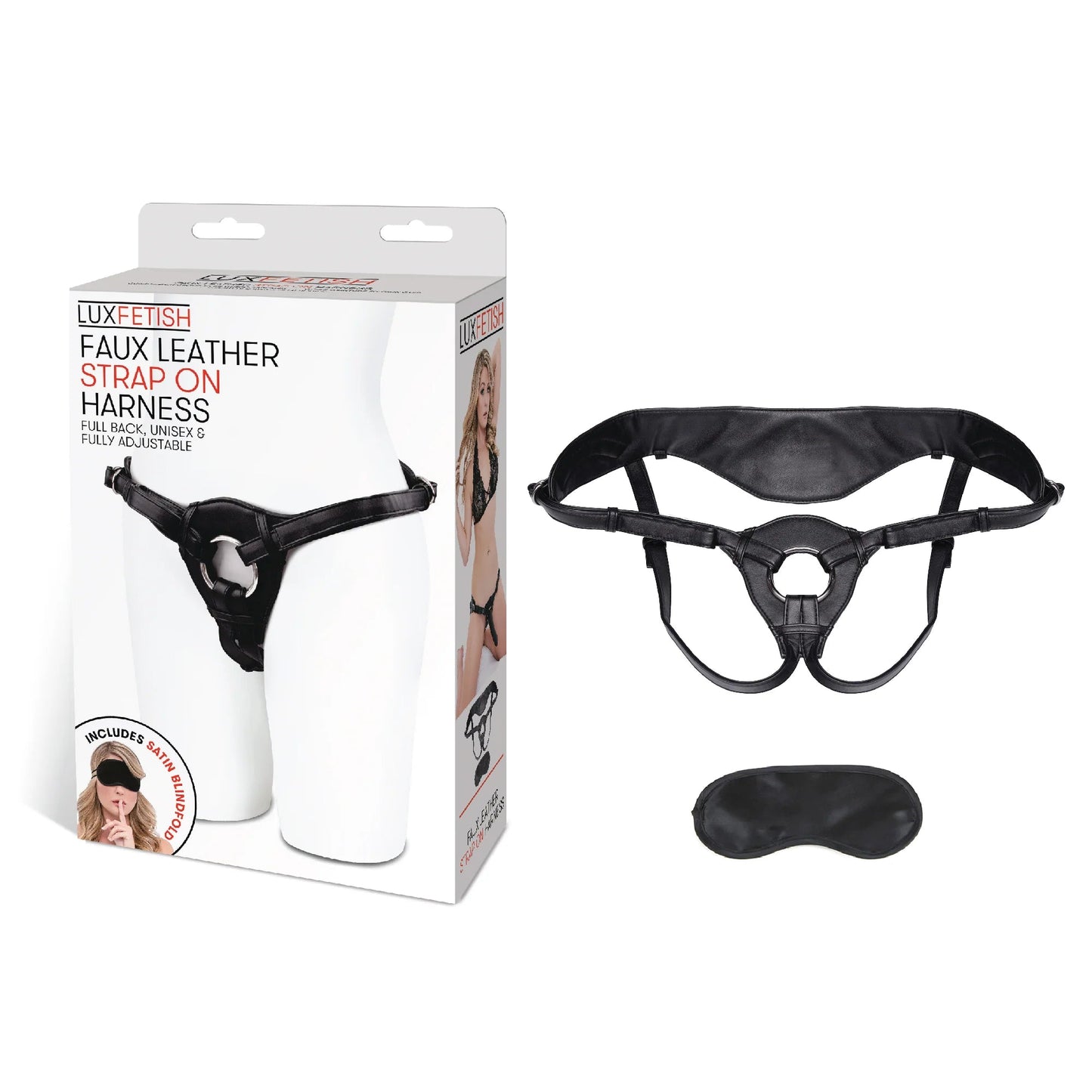 LUX FETISH PATENT LEATHER STRAP-ON HARNESS BLACK