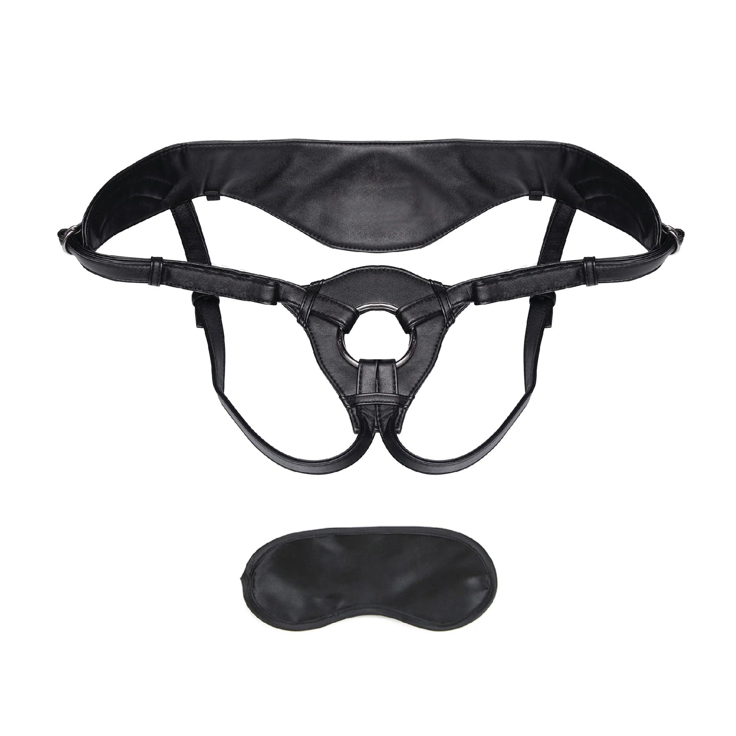 LUX FETISH PATENT LEATHER STRAP-ON HARNESS BLACK