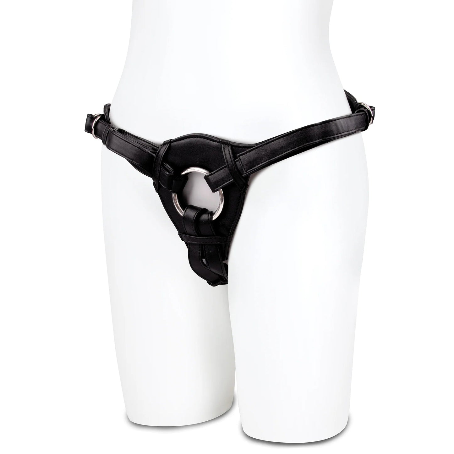 LUX FETISH PATENT LEATHER STRAP-ON HARNESS BLACK
