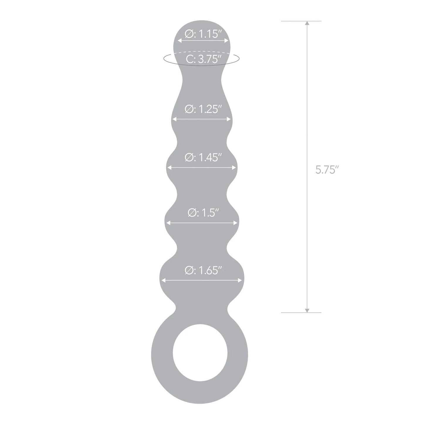 ELECTRIC EEL - GLAS 7.5 IN. QUINTESSENCE BEADED ANAL SLIDER GLASS DILDO WITH RING HANDLE