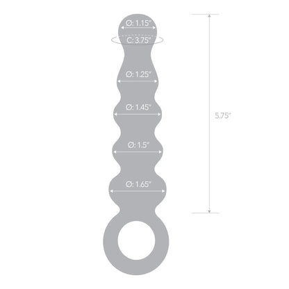 ELECTRIC EEL - GLAS 7.5 IN. QUINTESSENCE BEADED ANAL SLIDER GLASS DILDO WITH RING HANDLE