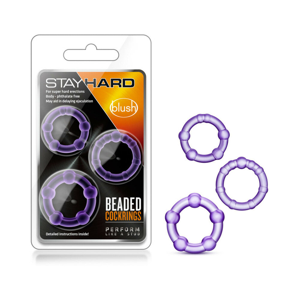 BLUSH - STAY HARD BEADED COCKRINGS 3 PIECE SET